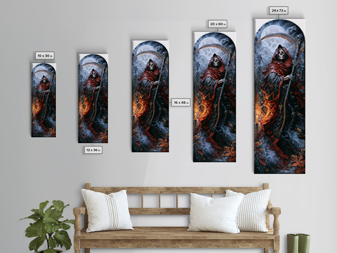 The Fog-Bound Reaper, Victorian Horror Portrait, Tall Narrow Wall Art, Framed Canvas Print, Gothic Wall Decor, Halloween Portrait Art