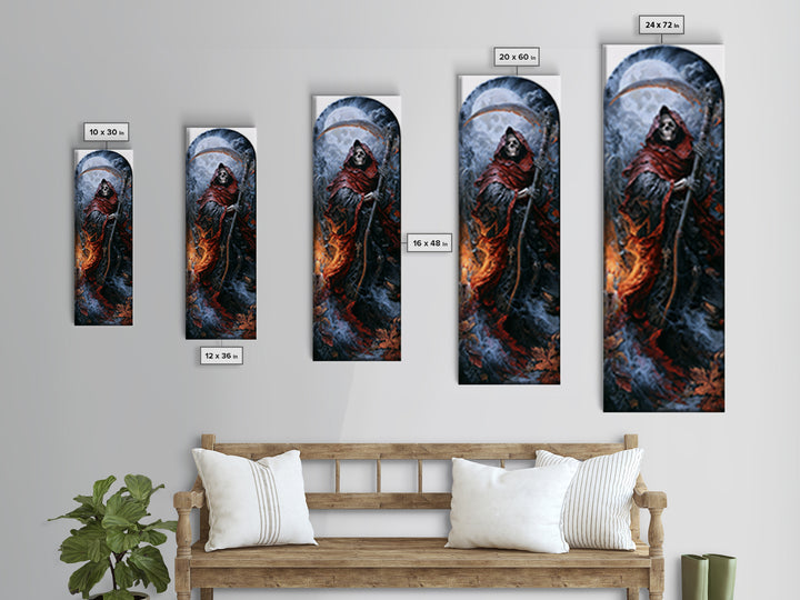 The Fog-Bound Reaper, Victorian Horror Portrait, Tall Narrow Wall Art, Framed Canvas Print, Gothic Wall Decor, Halloween Portrait Art