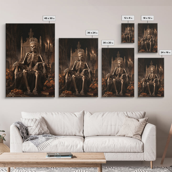The Bone Queen, Antique Gothic Portrait, Vertical Wall Art, Framed Canvas Print, Gothic Wall Decor, Halloween Portrait Art