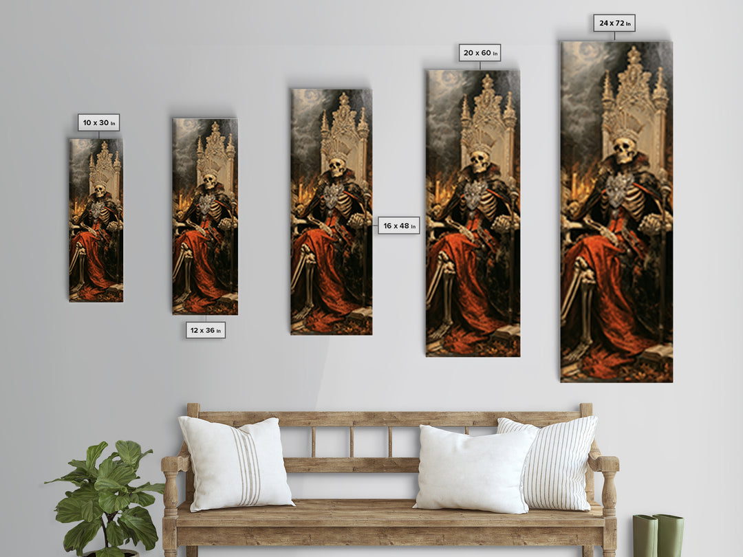 The Bone Queen, Victorian Gothic Art, Tall Narrow Wall Art, Framed Canvas Print, Gothic Wall Decor, Halloween Portrait Art