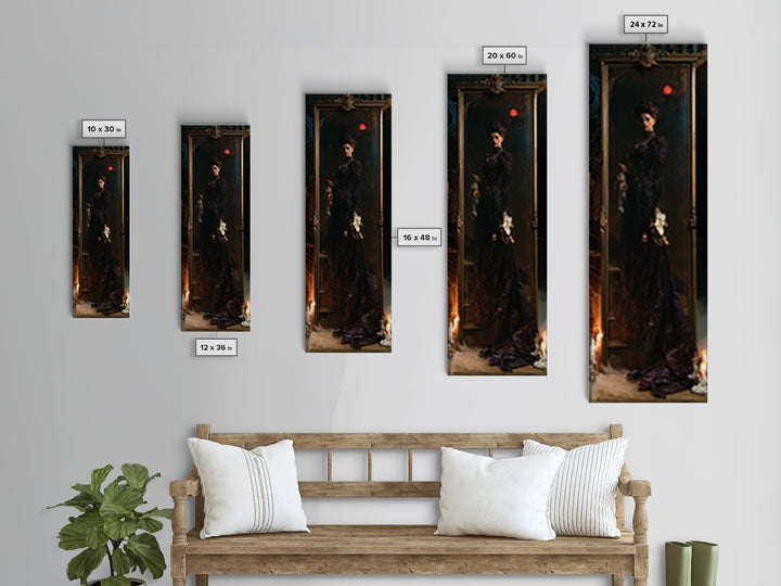 The Mirror Spirit, Dark Academia Wall Art, Tall Narrow Wall Art, Canvas Print, Gothic Wall Decor, Halloween Portrait Art, Horror Wall Art