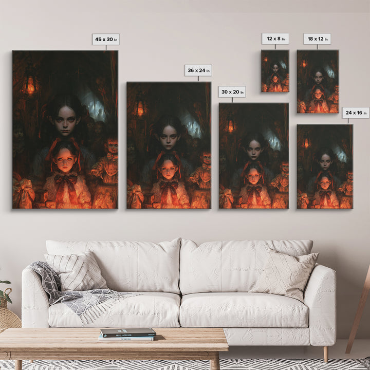 The Attic Whisperer, Victorian Horror Portrait, Vertical Wall Art, Canvas Print, Gothic Wall Decor, Halloween Portrait Art
