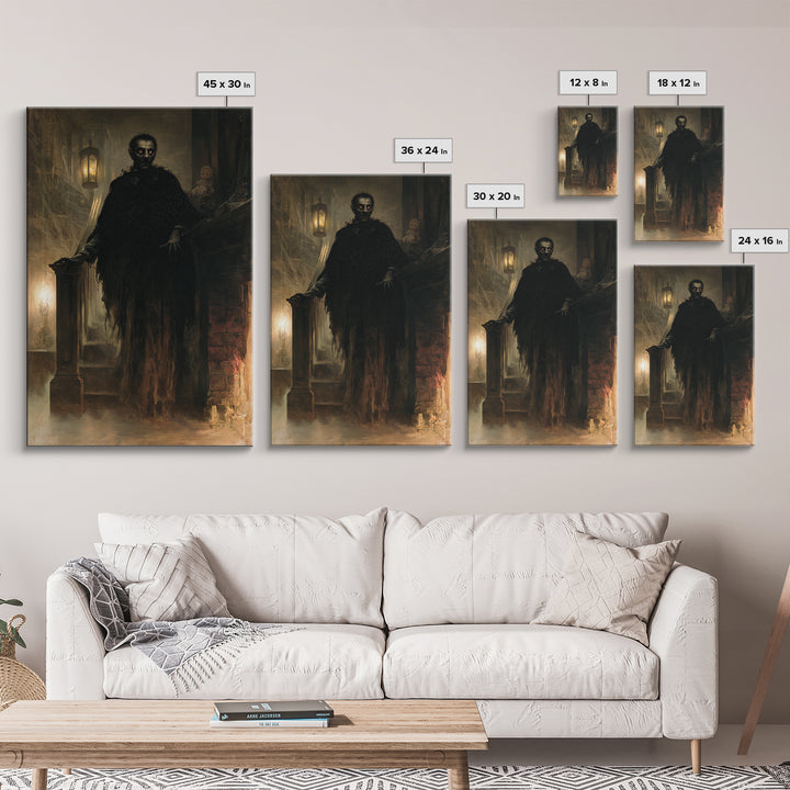 The Chimney Phantom, Victorian Horror Portrait, Vertical Wall Art, Framed Canvas Print, Gothic Wall Decor, Halloween Portrait Art