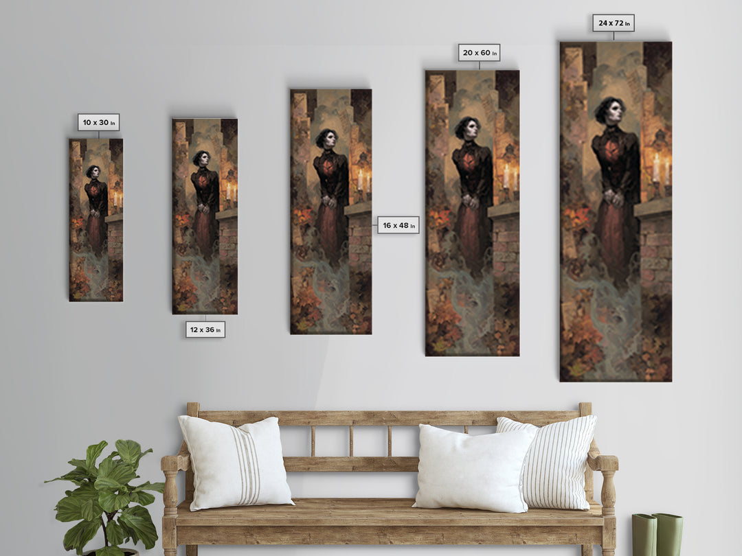 The Chimney Phantom, Dark Academia Wall Art, Tall Narrow Wall Art, Canvas Print, Gothic Wall Decor, Halloween Portrait Art, Halloween Decor