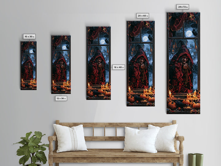 The Red-Eyed Night Hag, Victorian Horror Portrait, Tall Narrow Wall Art, Framed Canvas Print, Gothic Wall Decor, Halloween Portrait Art