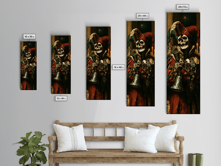 The Phantom Jester, Antique Gothic Portrait, Tall Narrow Wall Art, Canvas Print, Gothic Wall Decor, Halloween Portrait Art, Halloween Decor