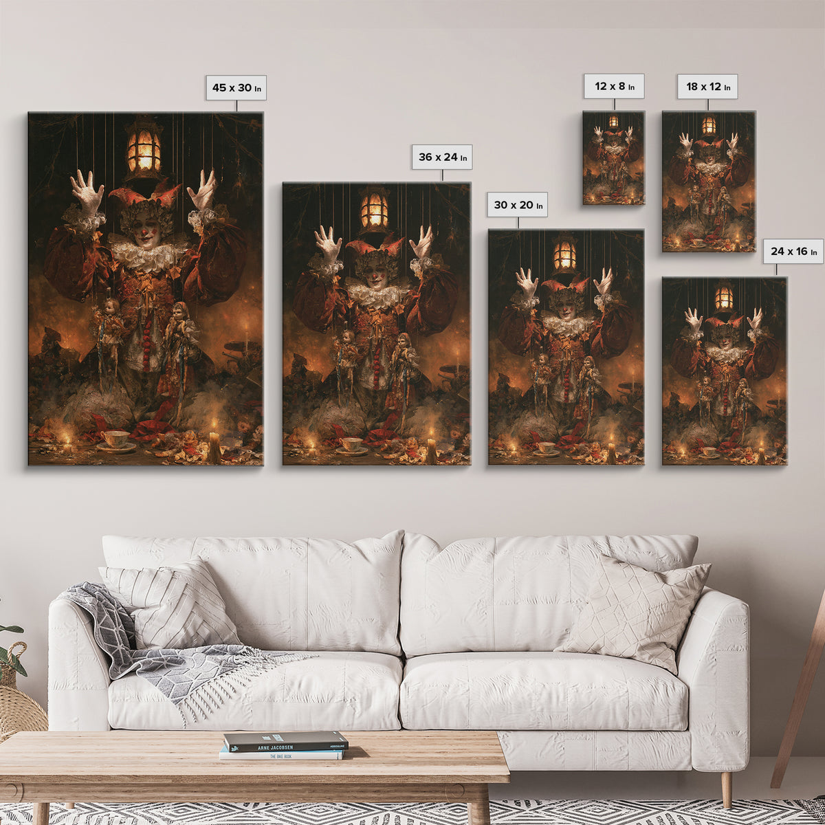 The Marionette Master, Macabre Victorian Decor, Vertical Wall Art, Framed Canvas Print, Gothic Wall Decor, Halloween Portrait Art