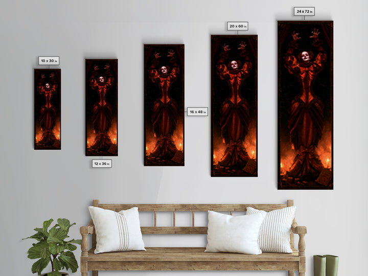 The Marionette Master, Antique Gothic Portrait, Tall Narrow Wall Art, Canvas Print, Gothic Wall Decor, Halloween Portrait Art