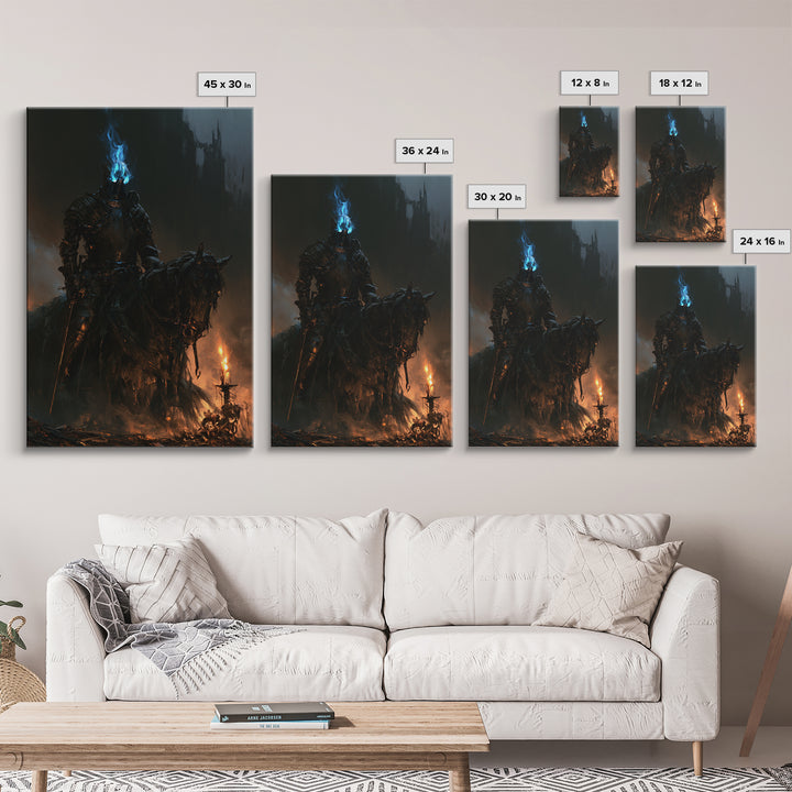 The Spectral Knight, Antique Gothic Portrait, Vertical Wall Art, Canvas Print, Gothic Wall Decor, Halloween Portrait Art, Statement Wall Art