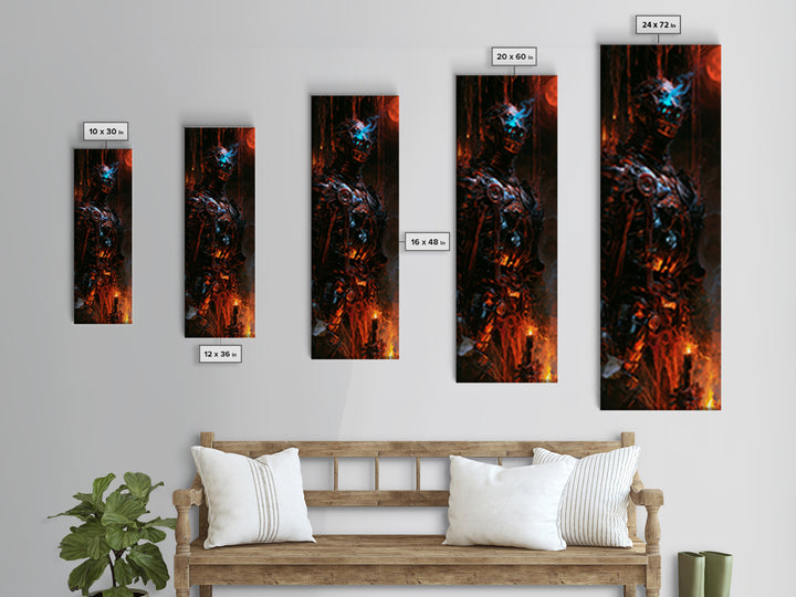 The Spectral Knight, Antique Gothic Portrait, Tall Narrow Wall Art, Canvas Print, Gothic Wall Decor, Halloween Portrait Art, Horror Wall Art