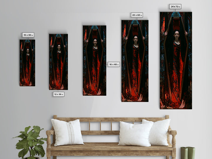 The Coffin Sleeper, Victorian Horror Portrait, Tall Narrow Wall Art, Framed Canvas Print, Gothic Wall Decor, Halloween Portrait Art