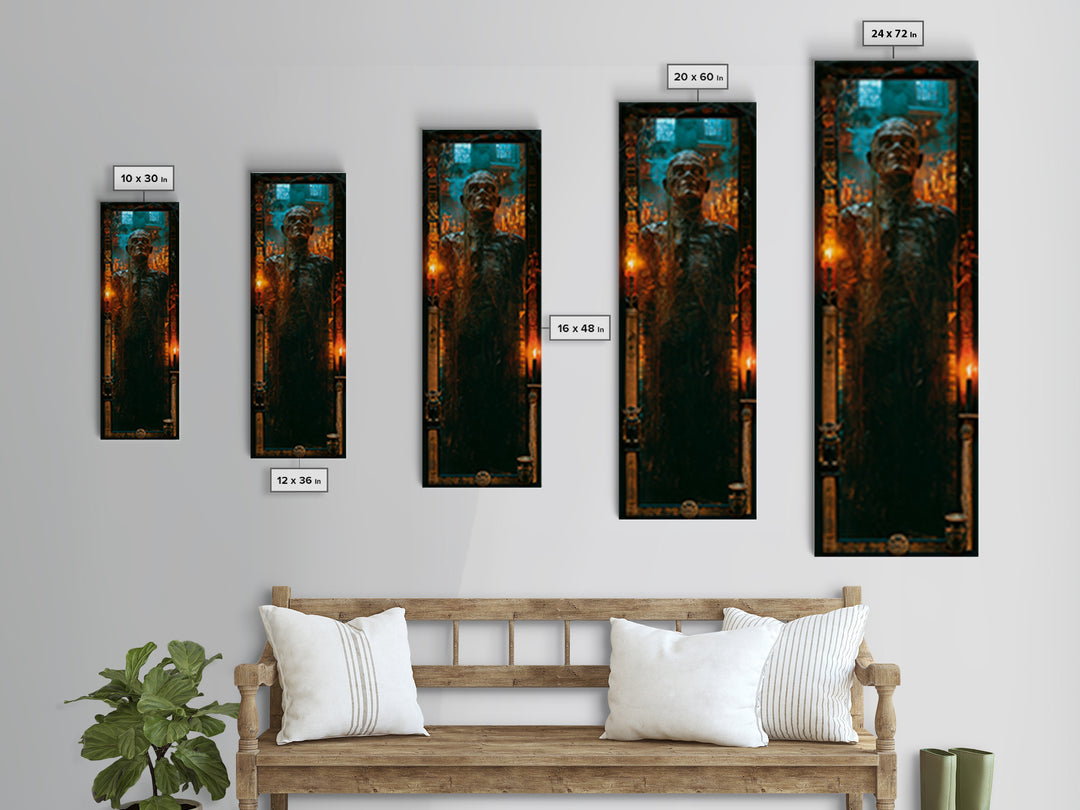 The Bog Mummy, Antique Gothic Portrait, Tall Narrow Wall Art, Framed Canvas Print, Gothic Wall Decor, Halloween Portrait Art