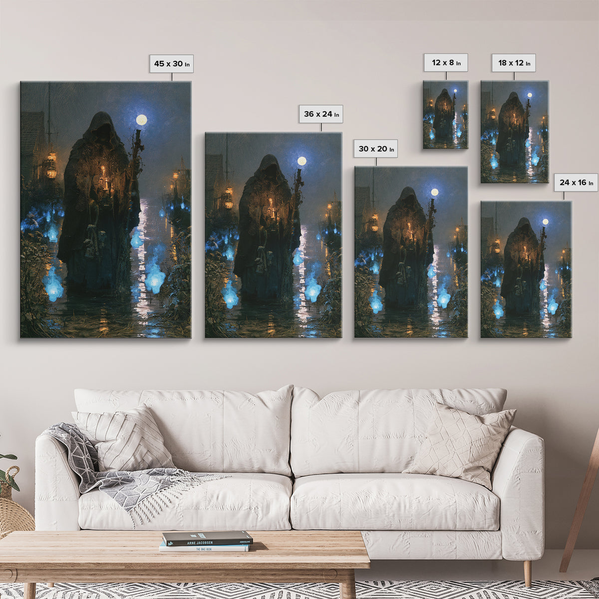 The Will-O'-The-Wisp Shepherd, Victorian Horror Portrait, Vertical Wall Art, Framed Canvas Print, Gothic Wall Decor, Halloween Portrait Art