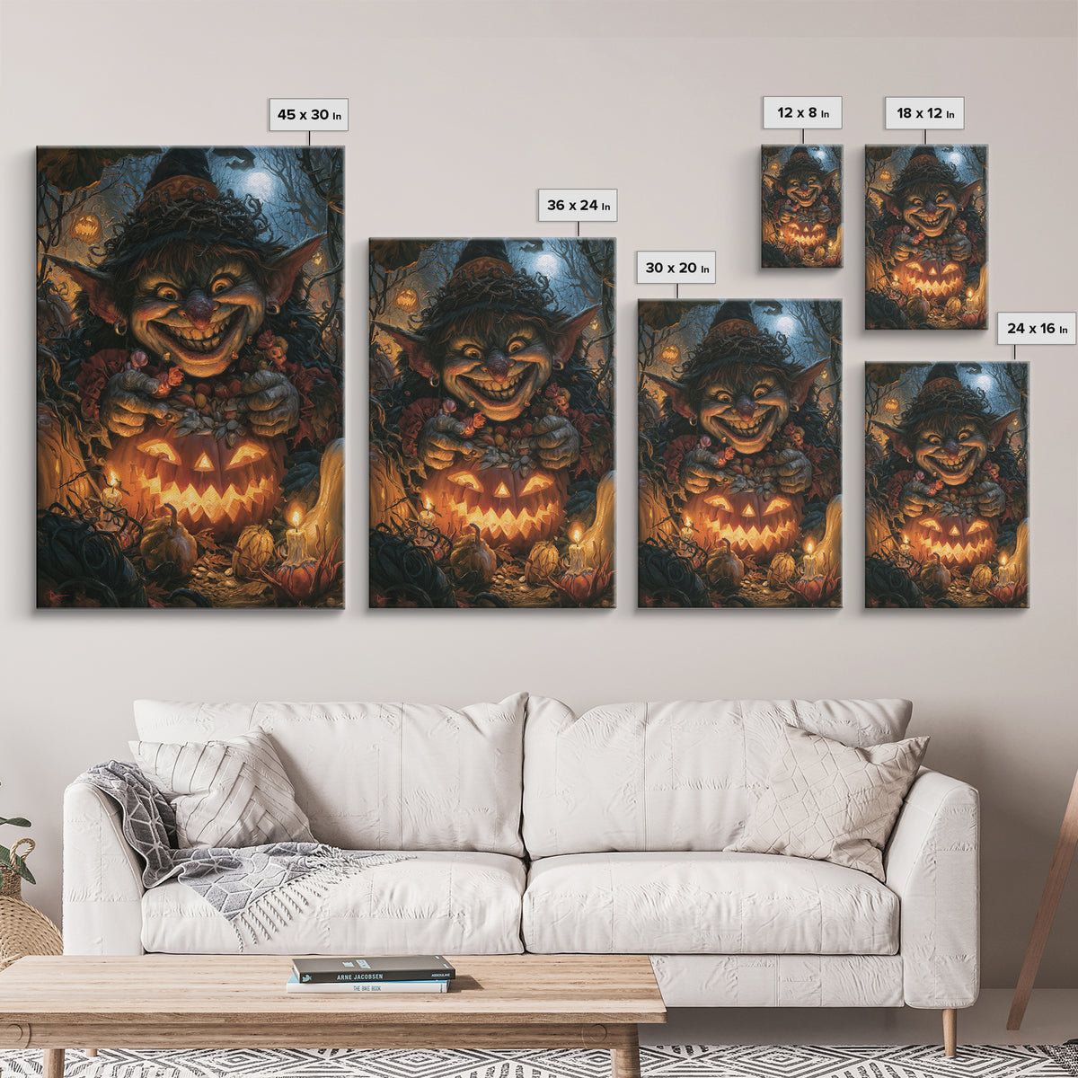 The Pumpkin Patch Goblin, Dark Academia Wall Art, Vertical Wall Art, Canvas Print, Gothic Wall Decor, Halloween Portrait Art