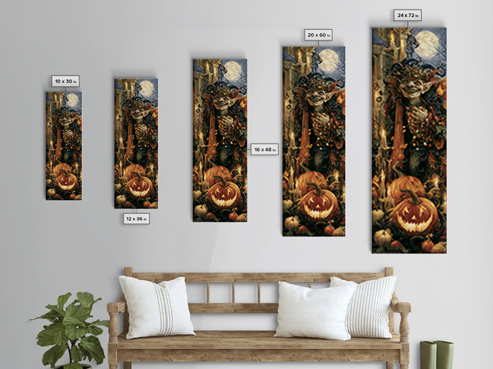 The Pumpkin Patch Goblin, Victorian Gothic Art, Tall Narrow Wall Art, Canvas Print, Gothic Wall Decor, Halloween Portrait Art