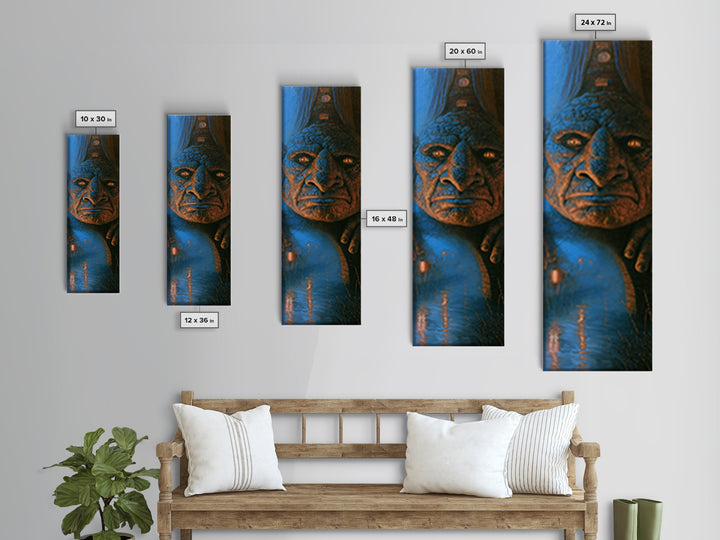 The Bridge Troll At Midnight, Victorian Gothic Art, Tall Narrow Wall Art, Canvas Print, Gothic Wall Decor, Halloween Portrait Art