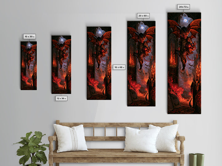 The Bat-Winged Imp, Macabre Victorian Decor, Tall Narrow Wall Art, Canvas Print, Gothic Wall Decor, Halloween Portrait Art