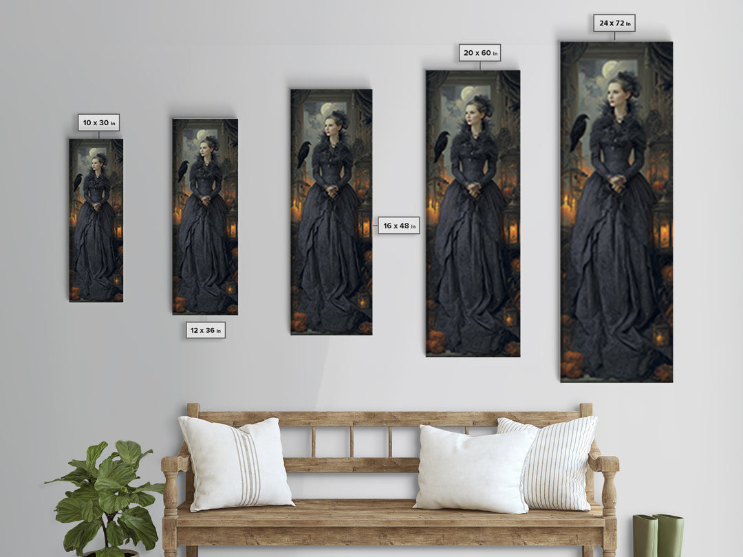 The Spider Queen, Macabre Victorian Decor, Tall Narrow Wall Art, Framed Canvas Print, Gothic Wall Decor, Halloween Portrait Art