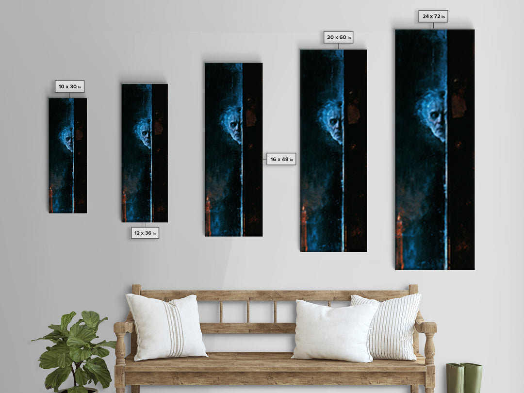 The Lake Phantom, Dark Academia Wall Art, Tall Narrow Wall Art, Framed Canvas Print, Gothic Wall Decor, Halloween Portrait Art