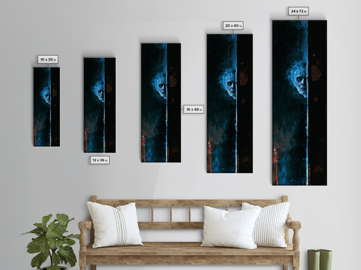 The Lake Phantom, Dark Academia Wall Art, Tall Narrow Wall Art, Framed Canvas Print, Gothic Wall Decor, Halloween Portrait Art