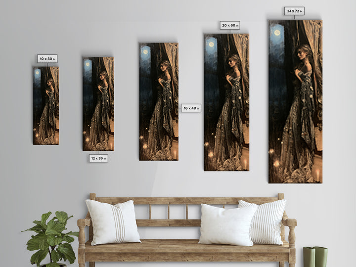 The Salt-Marsh Witch, Victorian Horror Portrait, Tall Narrow Wall Art, Canvas Print, Gothic Wall Decor, Halloween Portrait Art