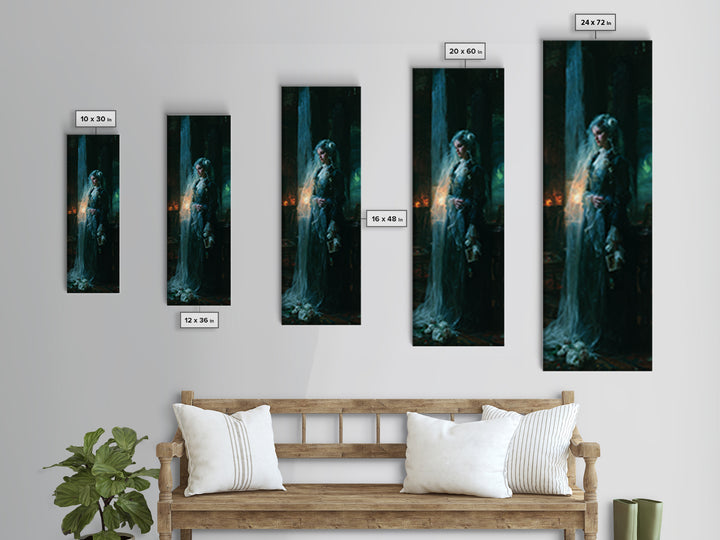 The Stone-Circle Spirit, Antique Gothic Portrait, Tall Narrow Wall Art, Canvas Print, Gothic Wall Decor, Halloween Portrait Art