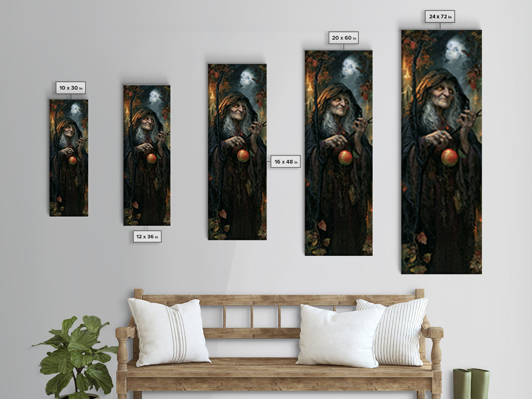 The Orchard Hag, Macabre Victorian Decor, Tall Narrow Wall Art, Canvas Print, Gothic Wall Decor, Halloween Portrait Art, Halloween Wall Art