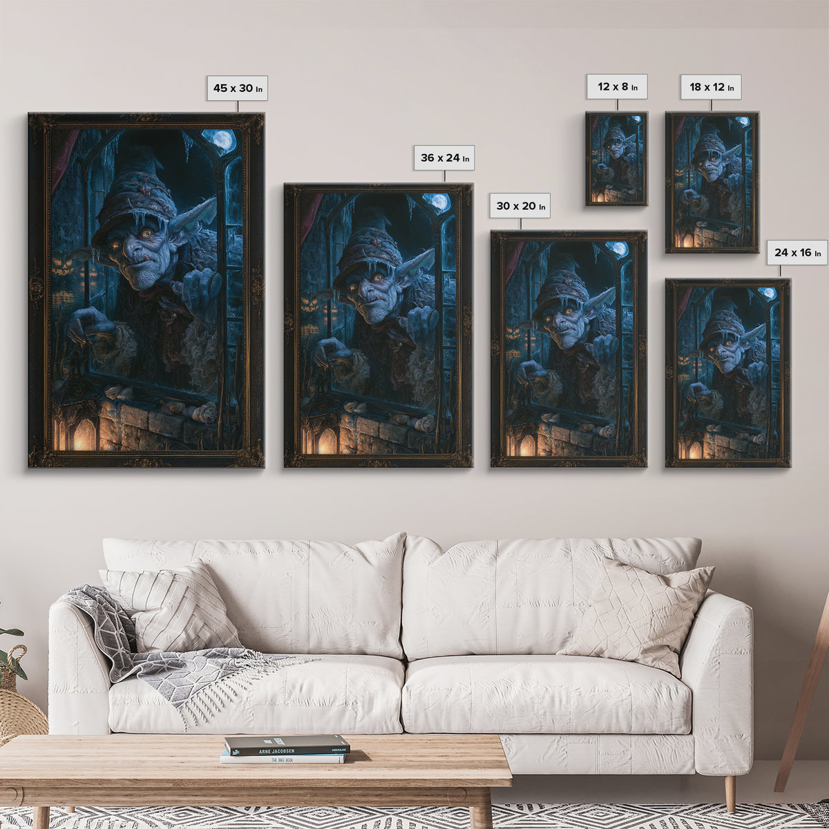 The Frost Goblin, Macabre Victorian Decor, Vertical Wall Art, Framed Canvas Print, Gothic Wall Decor, Halloween Portrait Art