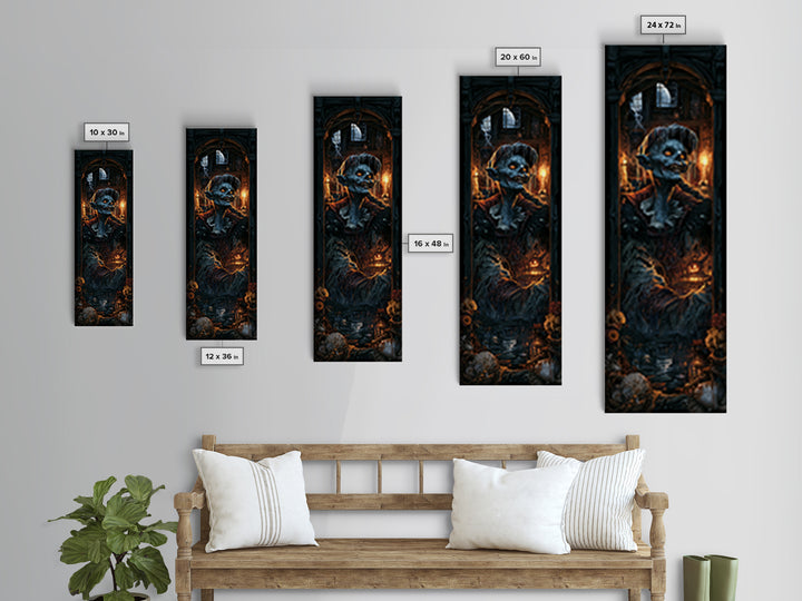 The Frost Goblin, Antique Gothic Portrait, Tall Narrow Wall Art, Framed Canvas Print, Gothic Wall Decor, Halloween Portrait Art