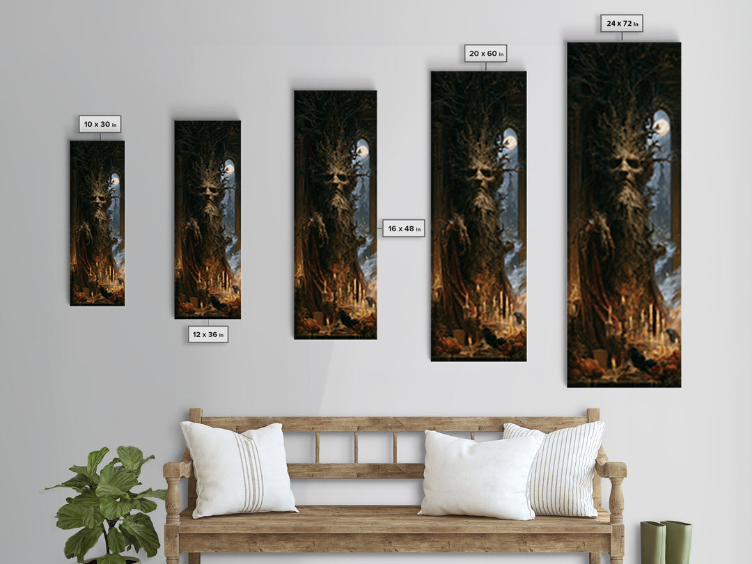 The Hollow-Tree Monster, Victorian Horror Portrait, Tall Narrow Wall Art, Canvas Print, Gothic Wall Decor, Halloween Portrait Art