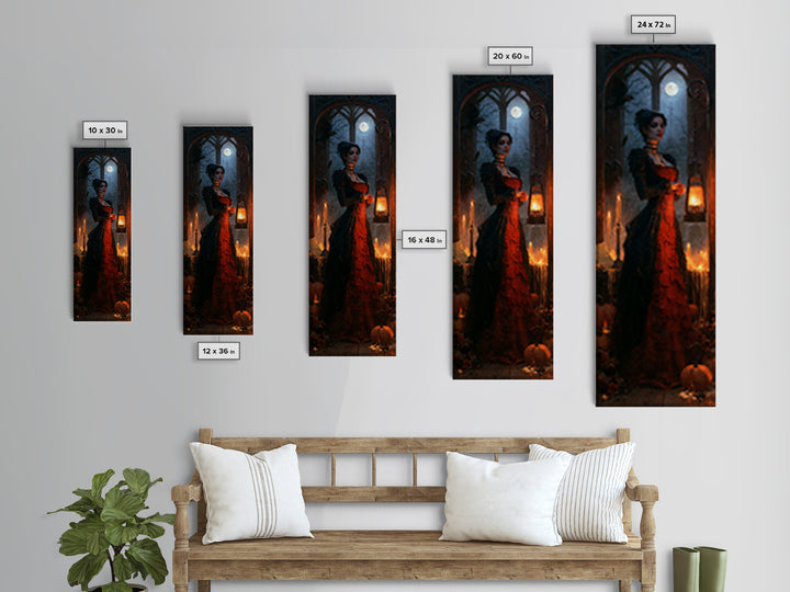 The Crossroads Spirit, Antique Gothic Portrait, Tall Narrow Wall Art, Canvas Print, Gothic Wall Decor, Halloween Portrait Art