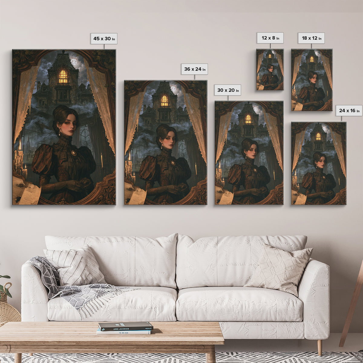 The Haunted Manor, Victorian Gothic Art, Vertical Wall Art, Canvas Print, Gothic Wall Decor, Halloween Portrait Art, Seasonal Home Decor
