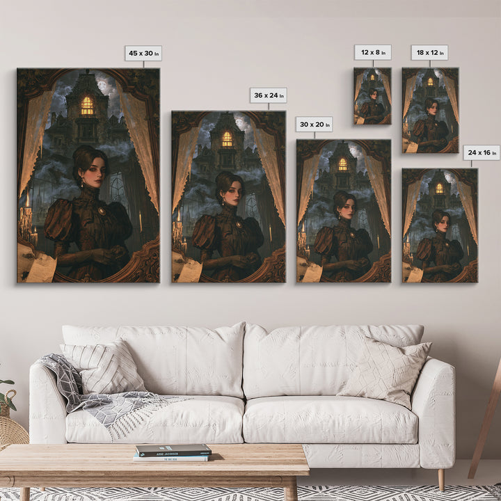 The Haunted Manor, Victorian Gothic Art, Vertical Wall Art, Canvas Print, Gothic Wall Decor, Halloween Portrait Art, Seasonal Home Decor