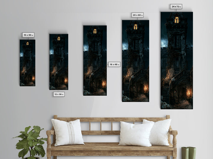 The Haunted Manor, Macabre Victorian Decor, Tall Narrow Wall Art, Canvas Print, Gothic Wall Decor, Halloween Portrait Art