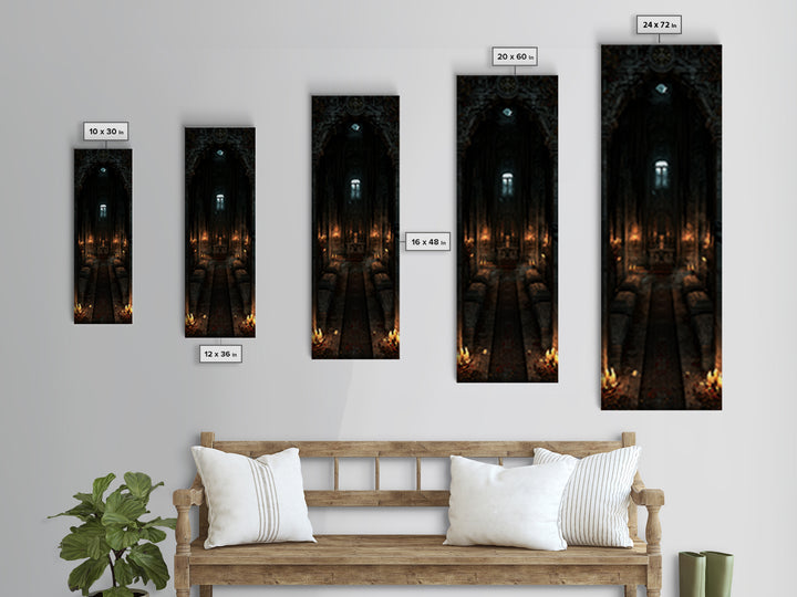 The Forgotten Crypt, Antique Gothic Portrait, Tall Narrow Wall Art, Framed Canvas Print, Gothic Wall Decor, Halloween Portrait Art
