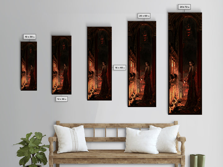 The Vampire Castle, Macabre Victorian Decor, Tall Narrow Wall Art, Canvas Print, Gothic Wall Decor, Halloween Portrait Art