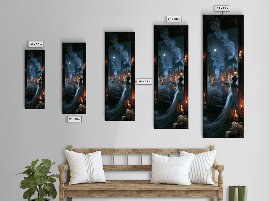 The Ghost Town Main Street, Macabre Victorian Decor, Tall Narrow Wall Art, Canvas Print, Gothic Wall Decor, Halloween Portrait Art