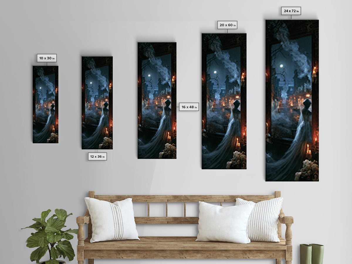 The Ghost Town Main Street, Macabre Victorian Decor, Tall Narrow Wall Art, Canvas Print, Gothic Wall Decor, Halloween Portrait Art