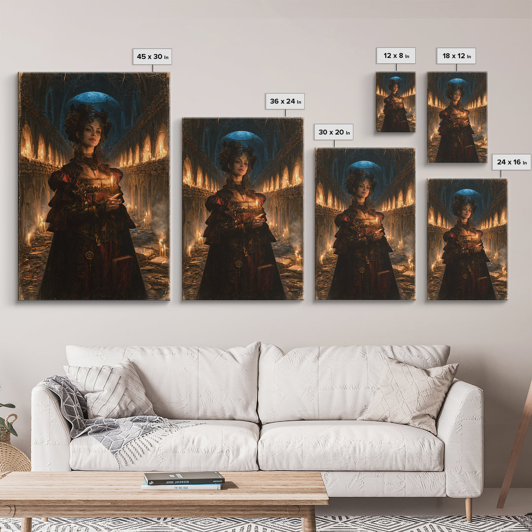 The Endless Catacombs, Victorian Gothic Art, Vertical Wall Art, Canvas Print, Gothic Wall Decor, Halloween Portrait Art, Dark Fantasy Art