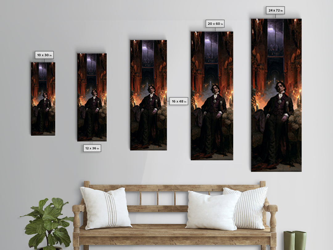 The Endless Catacombs, Antique Gothic Portrait, Tall Narrow Wall Art, Canvas Print, Gothic Wall Decor, Halloween Portrait Art