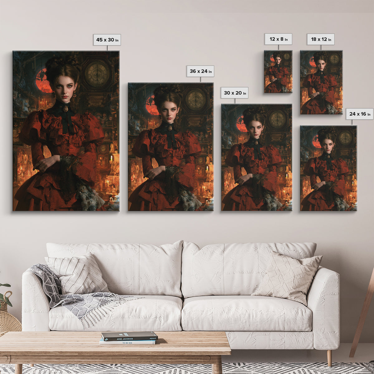 The Midnight Antique Shop, Dark Academia Wall Art, Vertical Wall Art, Framed Canvas Print, Gothic Wall Decor, Halloween Portrait Art