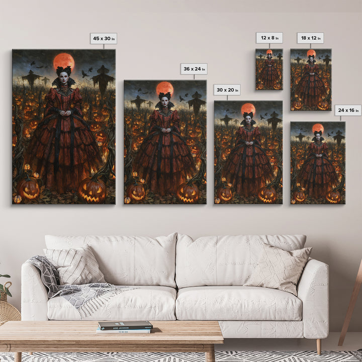The Pumpkin Patch Maze, Victorian Gothic Art, Vertical Wall Art, Canvas Print, Gothic Wall Decor, Halloween Portrait Art, Dark Fantasy Art