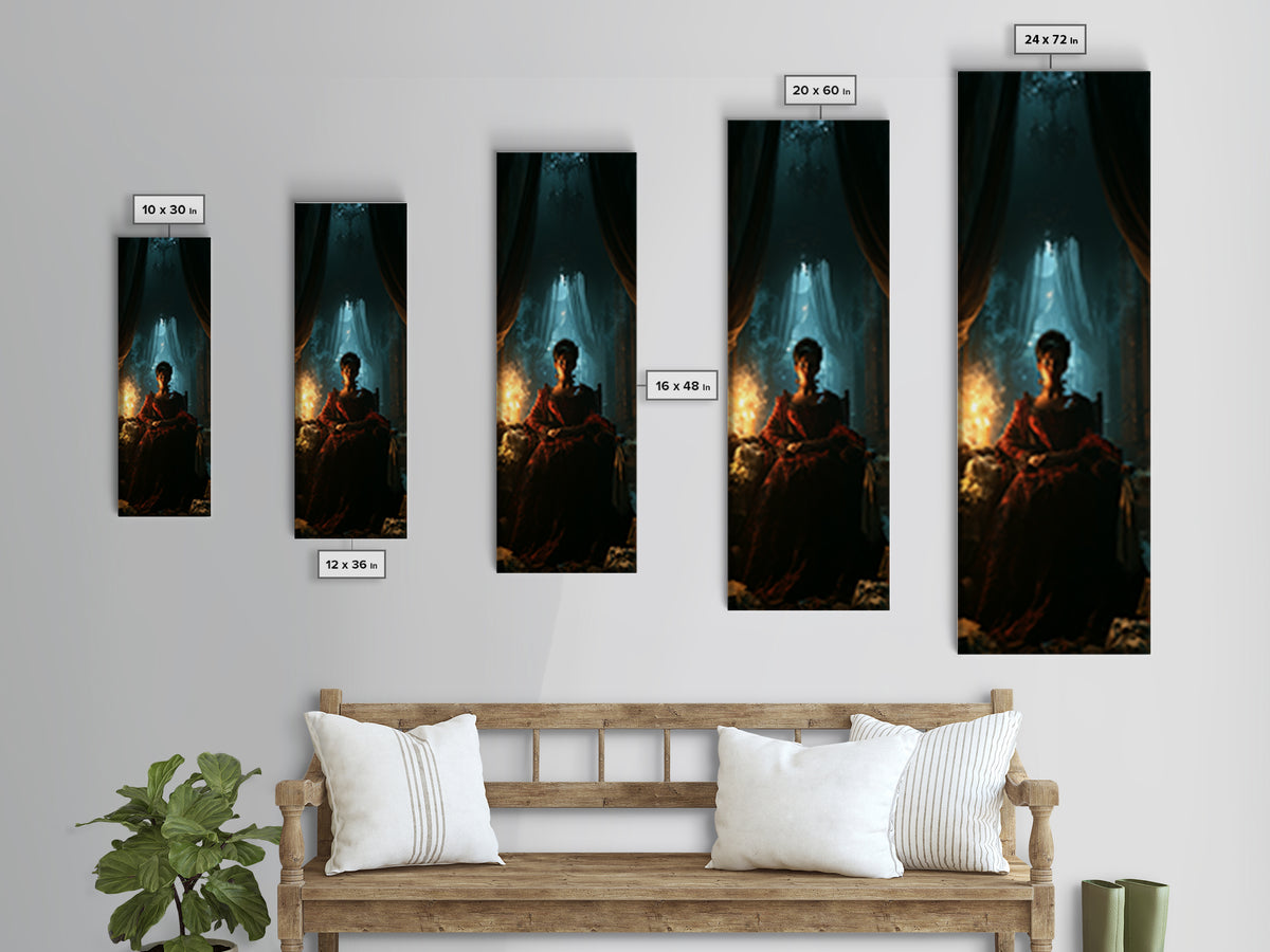 The Haunted Hotel, Macabre Victorian Decor, Tall Narrow Wall Art, Framed Canvas Print, Gothic Wall Decor, Halloween Portrait Art