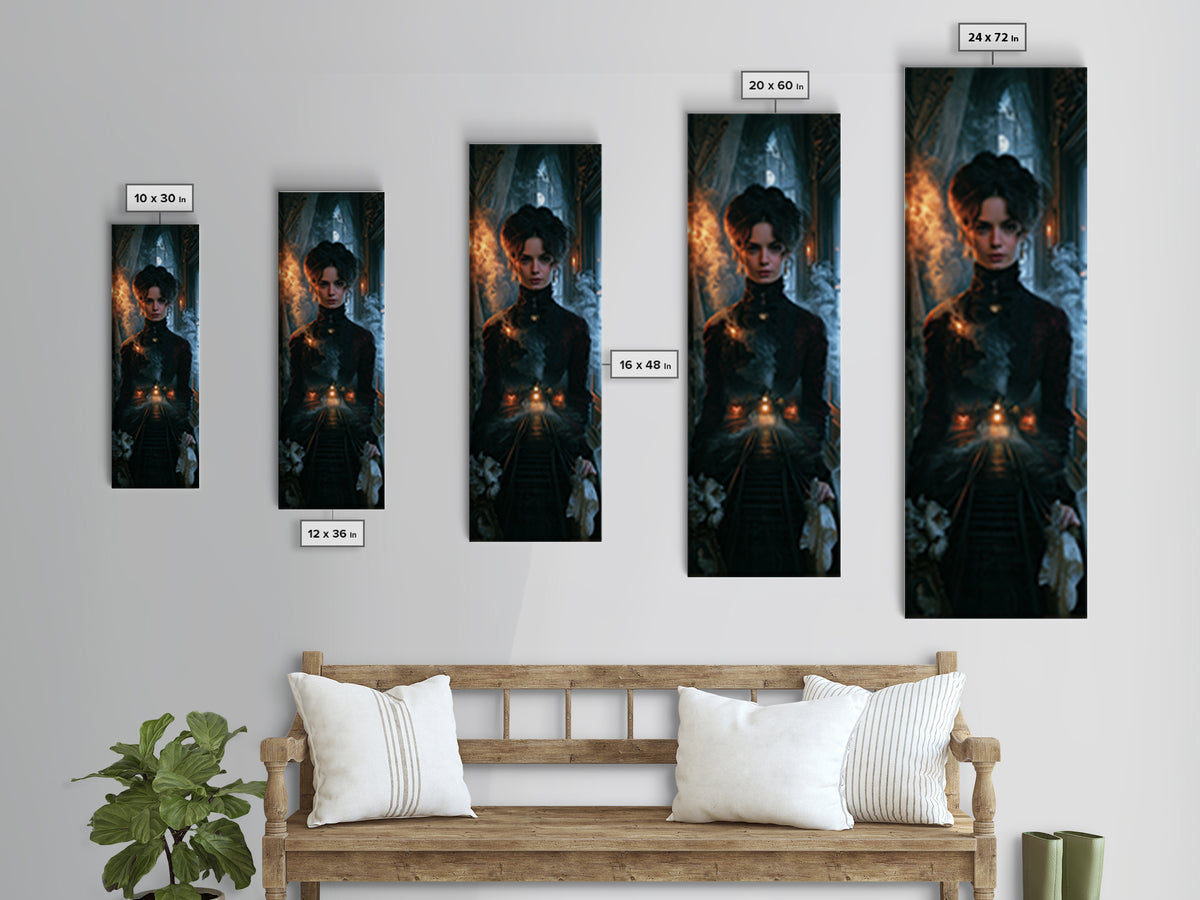 The Abandoned Train Station, Victorian Gothic Art, Tall Narrow Wall Art, Framed Canvas Print, Gothic Wall Decor, Halloween Portrait Art