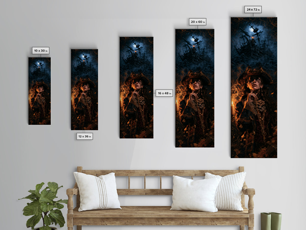 The Shipwreck Cove, Victorian Horror Portrait, Tall Narrow Wall Art, Canvas Print, Gothic Wall Decor, Halloween Portrait Art