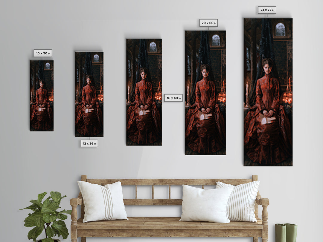The Silent Schoolhouse, Victorian Gothic Art, Tall Narrow Wall Art, Framed Canvas Print, Gothic Wall Decor, Halloween Portrait Art