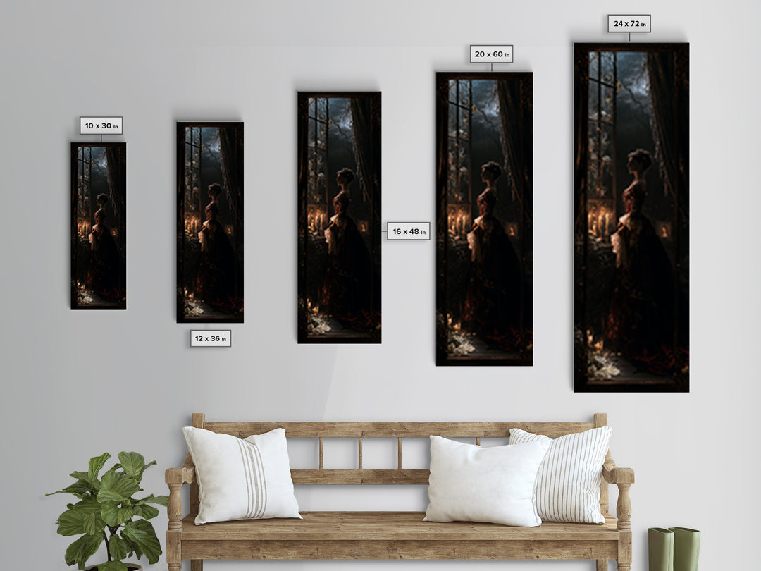 The Cemetery Greenhouse, Antique Gothic Portrait, Tall Narrow Wall Art, Canvas Print, Gothic Wall Decor, Halloween Portrait Art