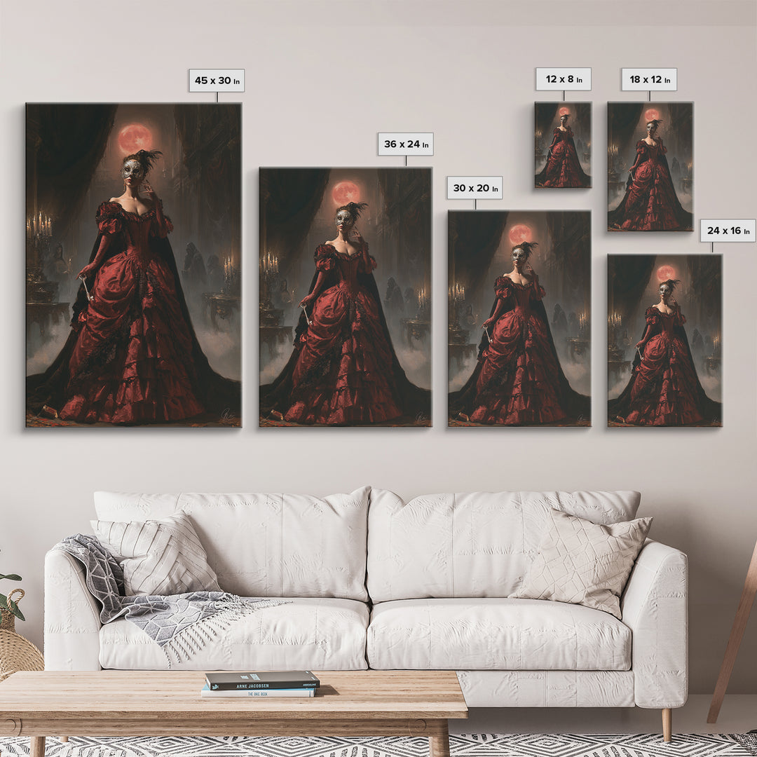 The Midnight Masquerade, Antique Gothic Portrait, Vertical Wall Art, Canvas Print, Gothic Wall Decor, Halloween Portrait Art