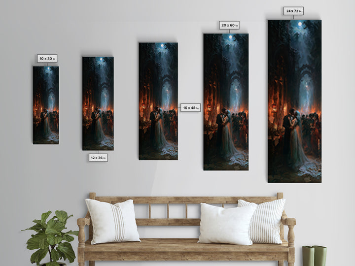 The Ghost Wedding, Victorian Gothic Art, Tall Narrow Wall Art, Canvas Print, Gothic Wall Decor, Halloween Portrait Art, Spooky Wall Decor