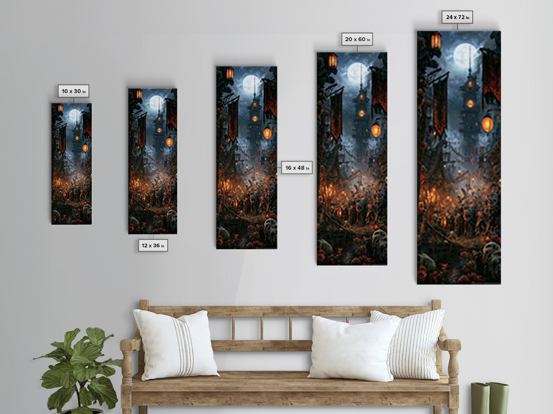The Monster Parade, Dark Academia Wall Art, Tall Narrow Wall Art, Canvas Print, Gothic Wall Decor, Halloween Portrait Art, Gothic Home Decor